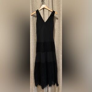 V Christina Black Lace Maxi Dress, Size Small